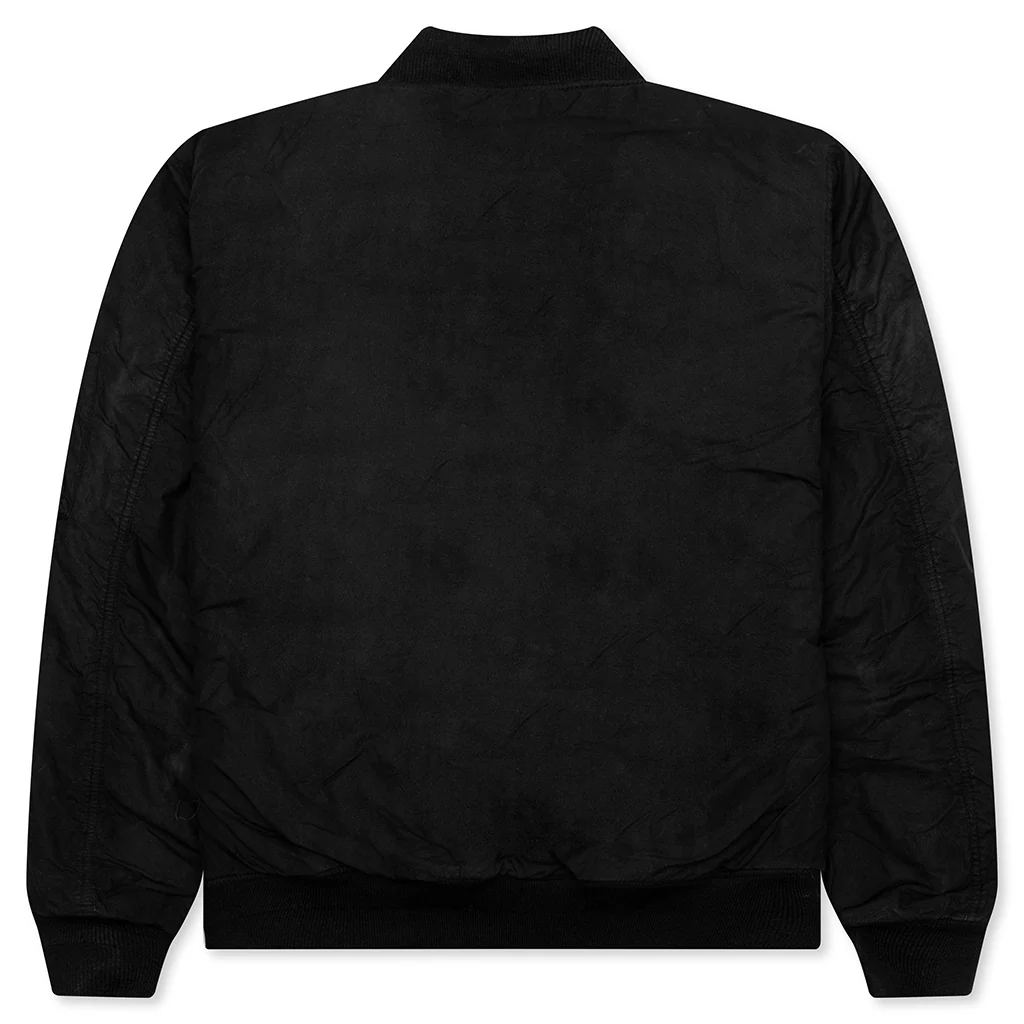 Quilted Bomber Waxed - Black - Image 2