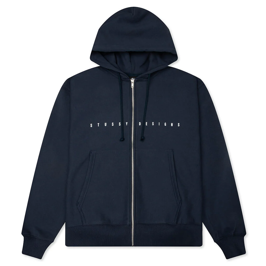 S Box Zip Hoodie - Navy