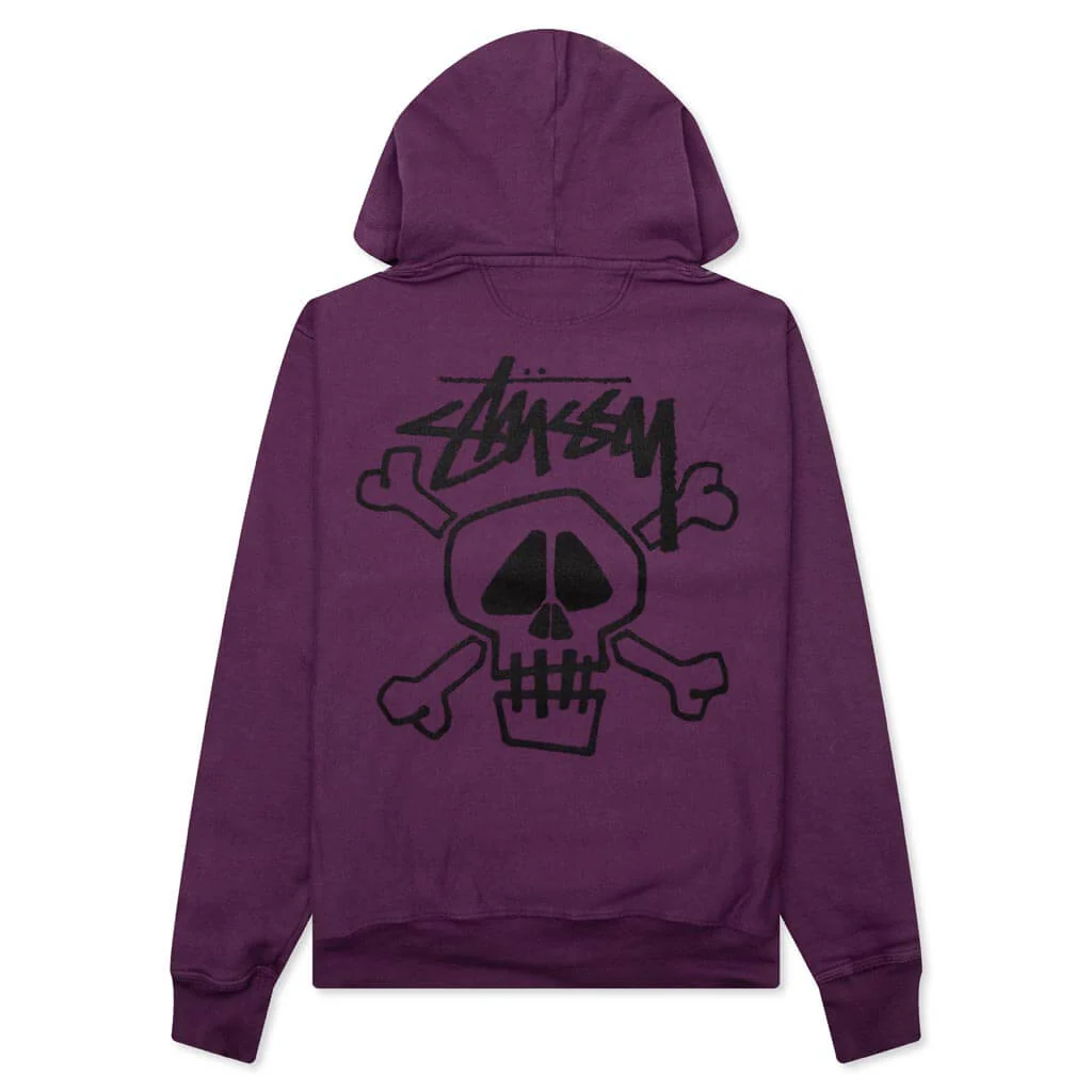 Skull & Bones Pigment Dyed Hoodie - Purple - Image 2