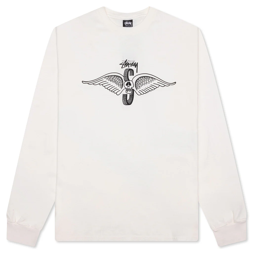 Skull Wings Pigment Dyed L/S Tee - Natural