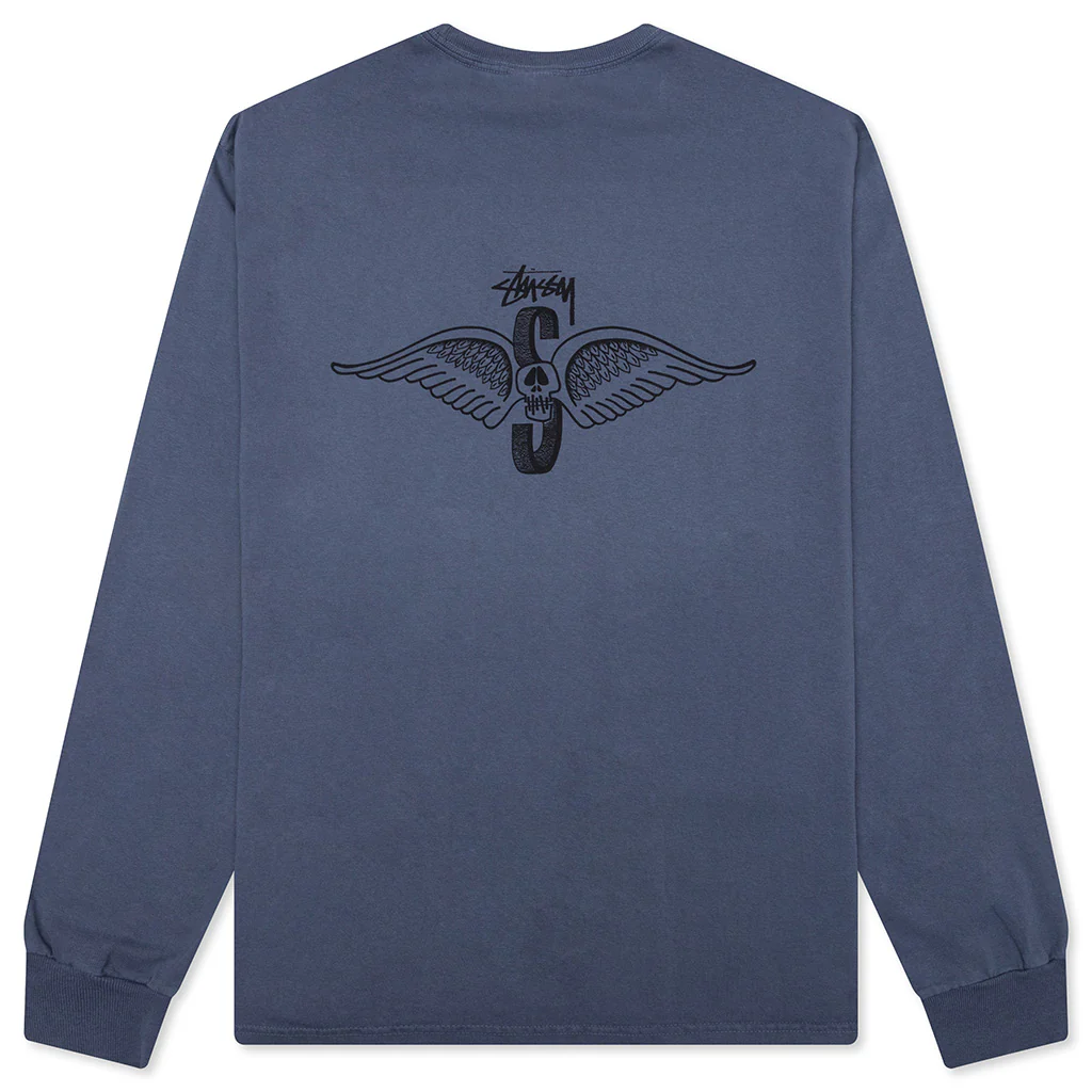 Skull Wings Pigment Dyed L/S Tee - Navy - Image 2