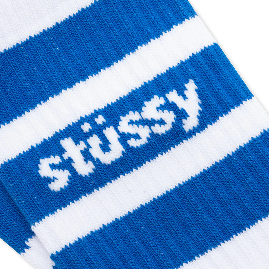 Stripe Crew Socks - White/Blue - Image 2