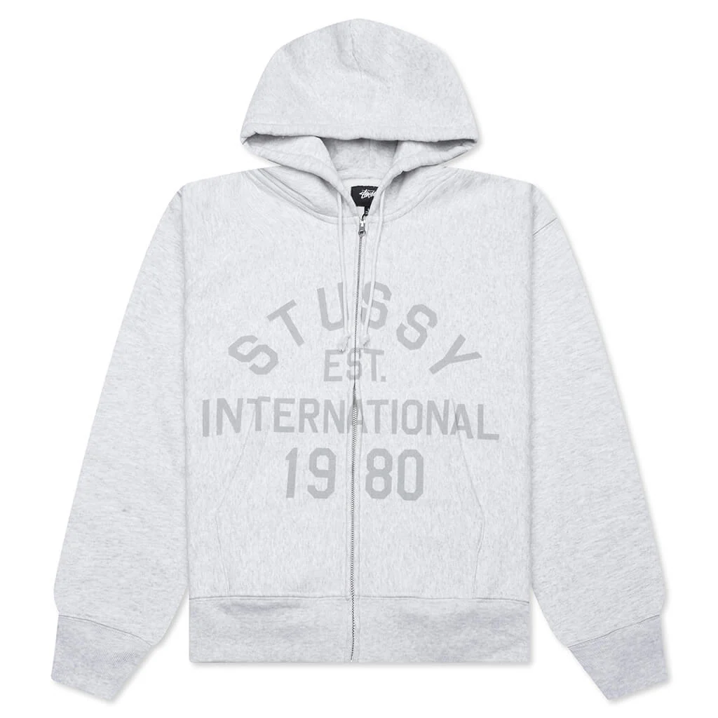 Established Printed Zip Hoodie - Ash Heather