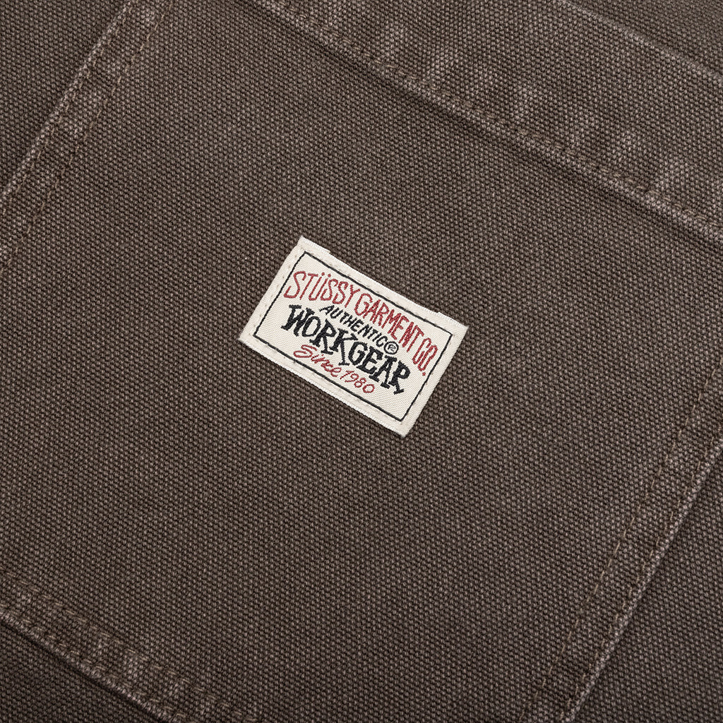 Washed Canvas Work Short - Brown - Image 5
