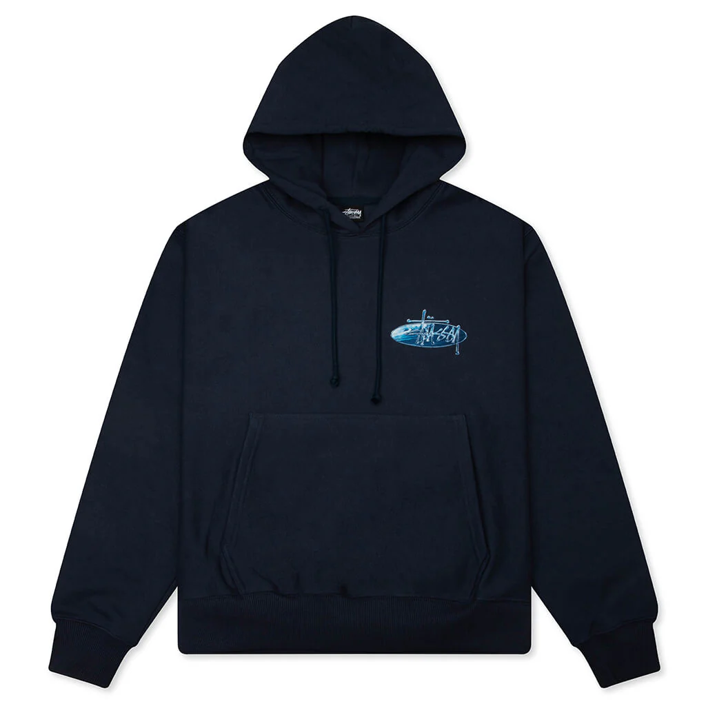 Wave Oval Hoodie - Navy