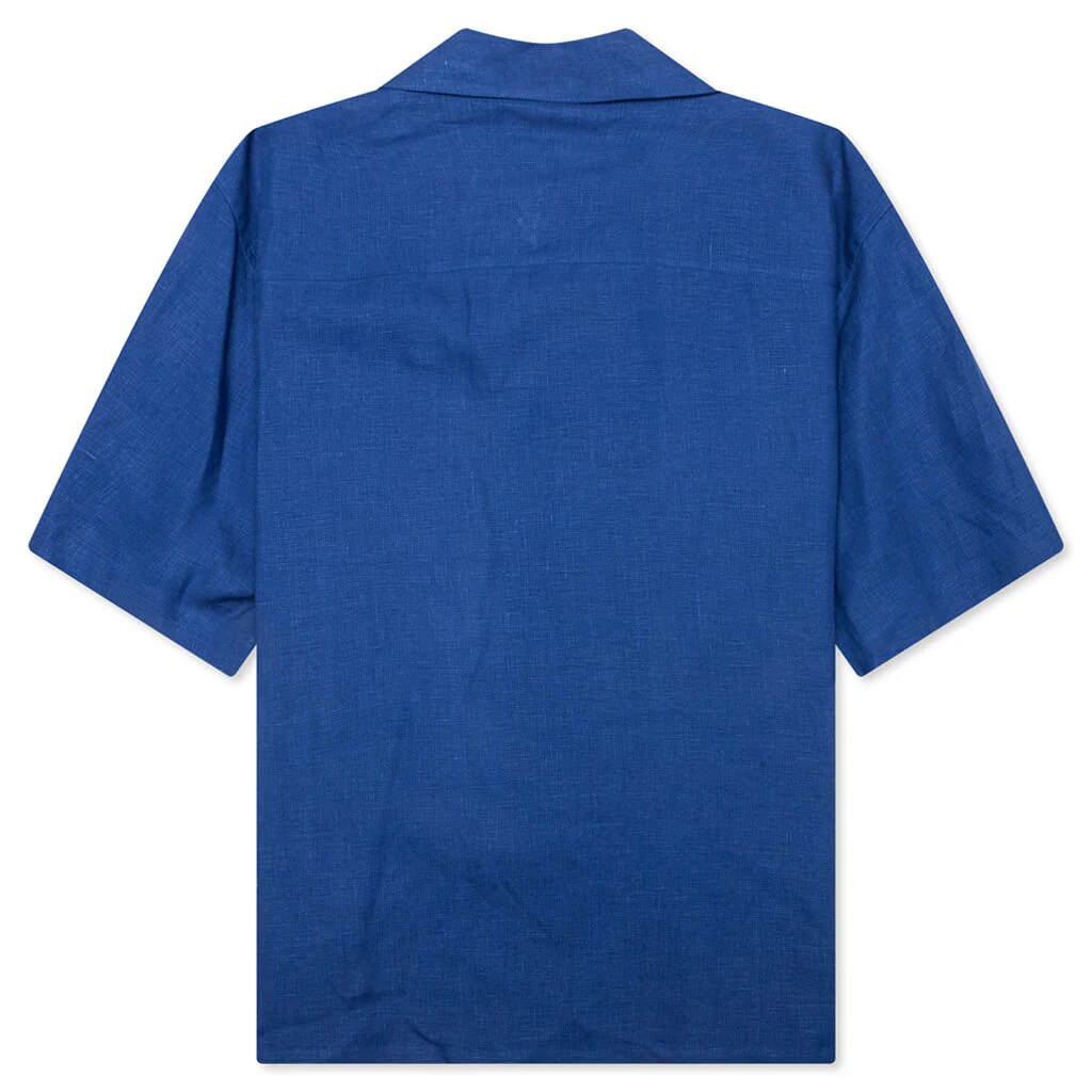 Poplin Bowling Shirt - Mazarine Blue - Image 2