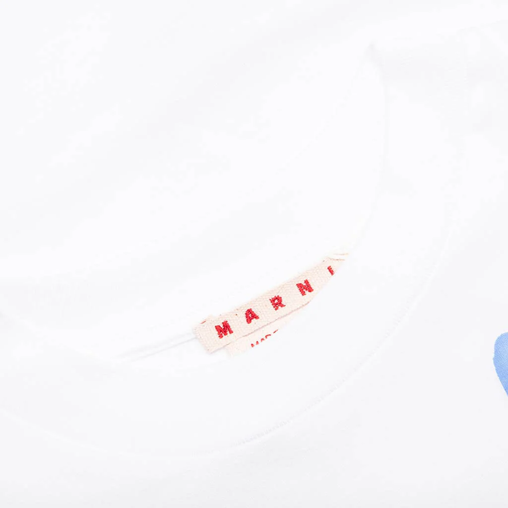 Organic Cotton T-Shirt With Marni Dripping Print - Lily White - Image 3