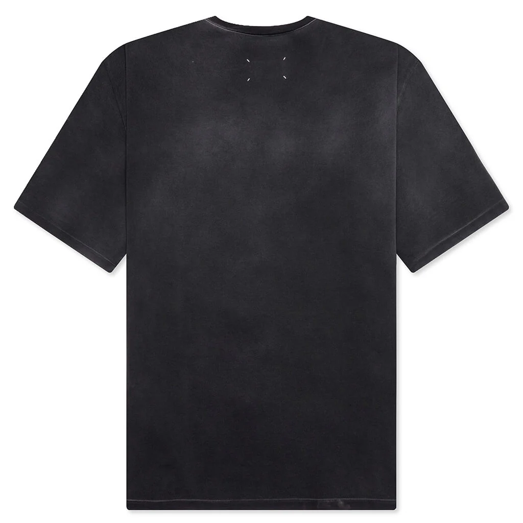 Distressed College Logo T-Shirt - Washed Black - Image 2