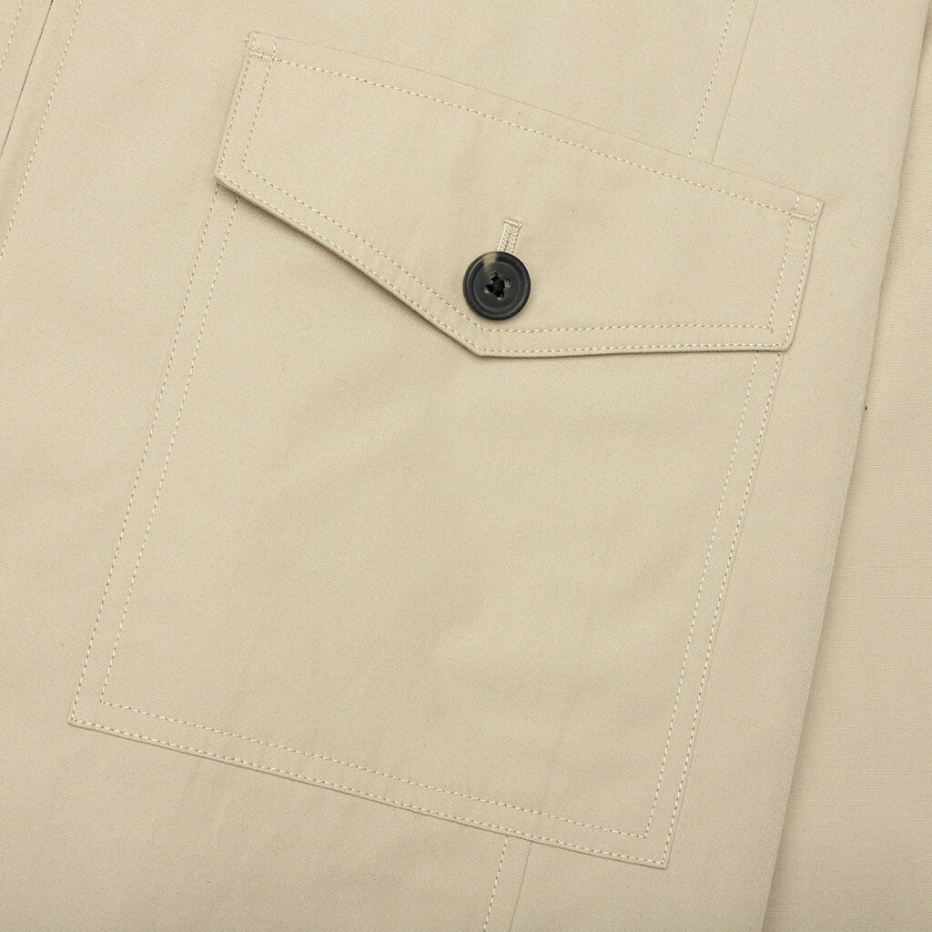 Tailored Cotton Zip-Up Jacket - Taupe - Image 3