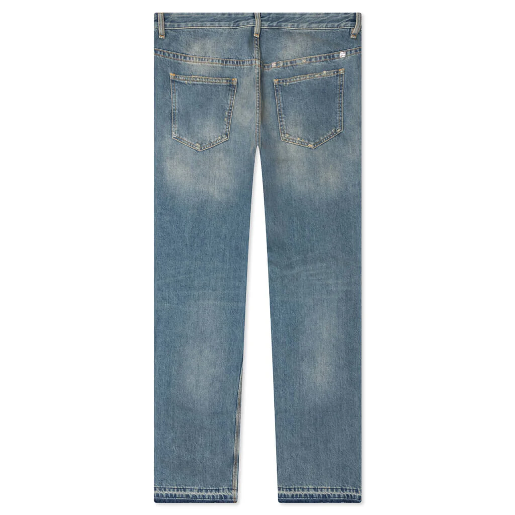 Unpicked Hem Straight Fit Pant - Medium Blue - Image 2