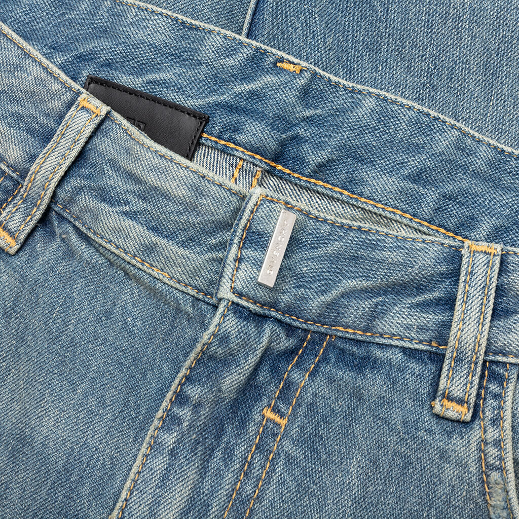 Unpicked Hem Straight Fit Pant - Medium Blue - Image 3
