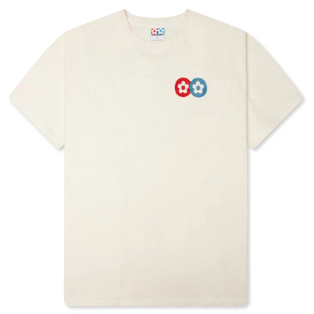 Beads Classic Flower Tee -  Washed Cream