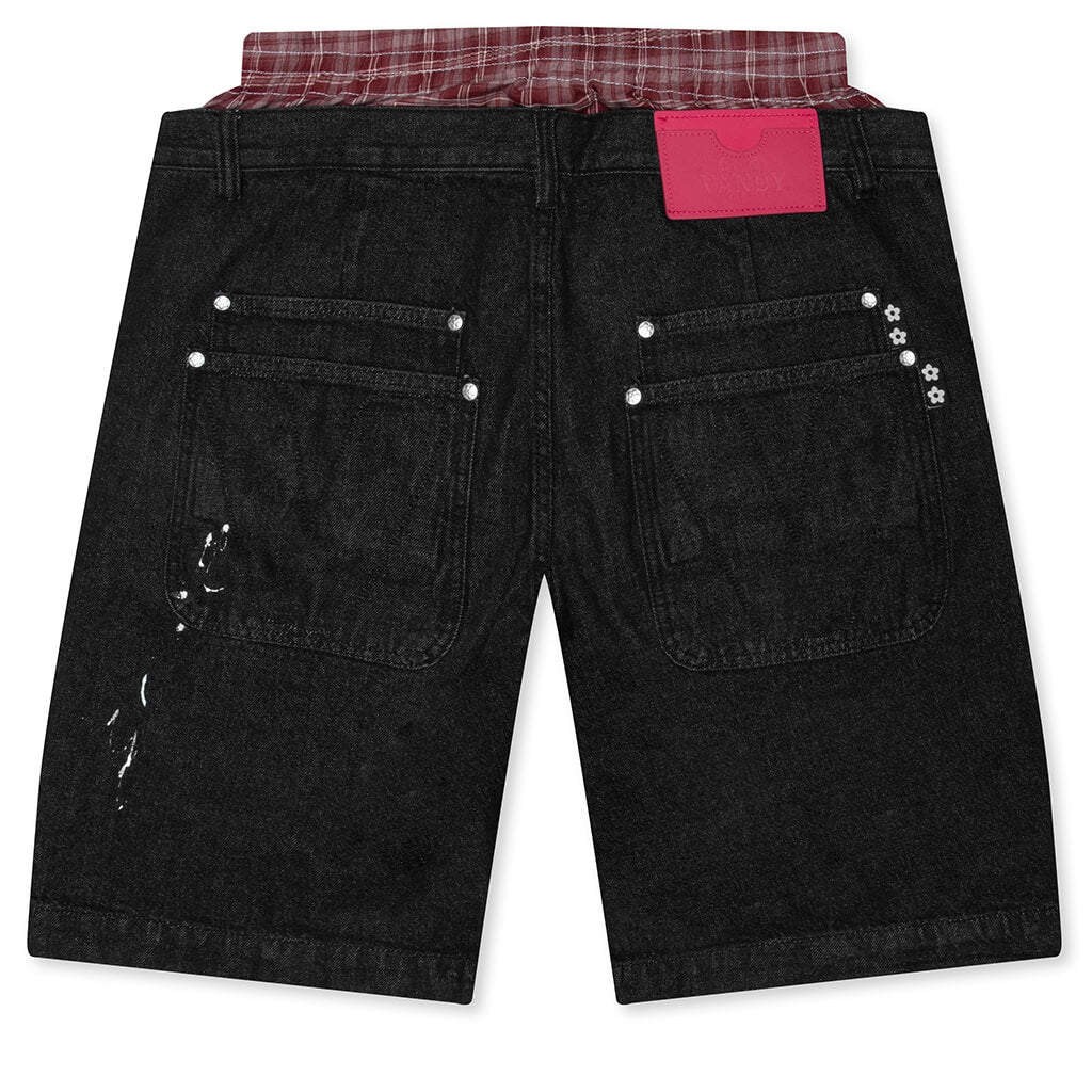 Paint Boxer Denim Shorts - Black - Image 2