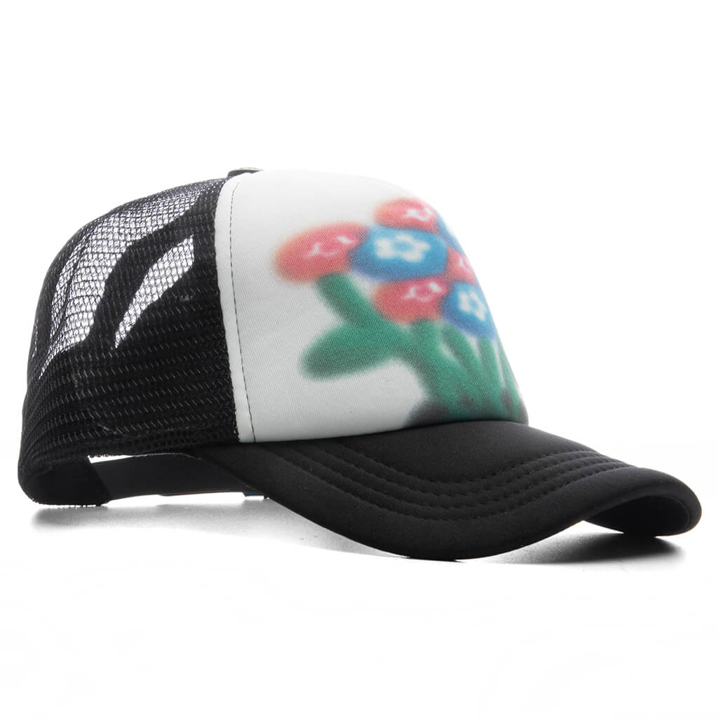 AirBrush Flower Trucker Hat - Black - Image 3