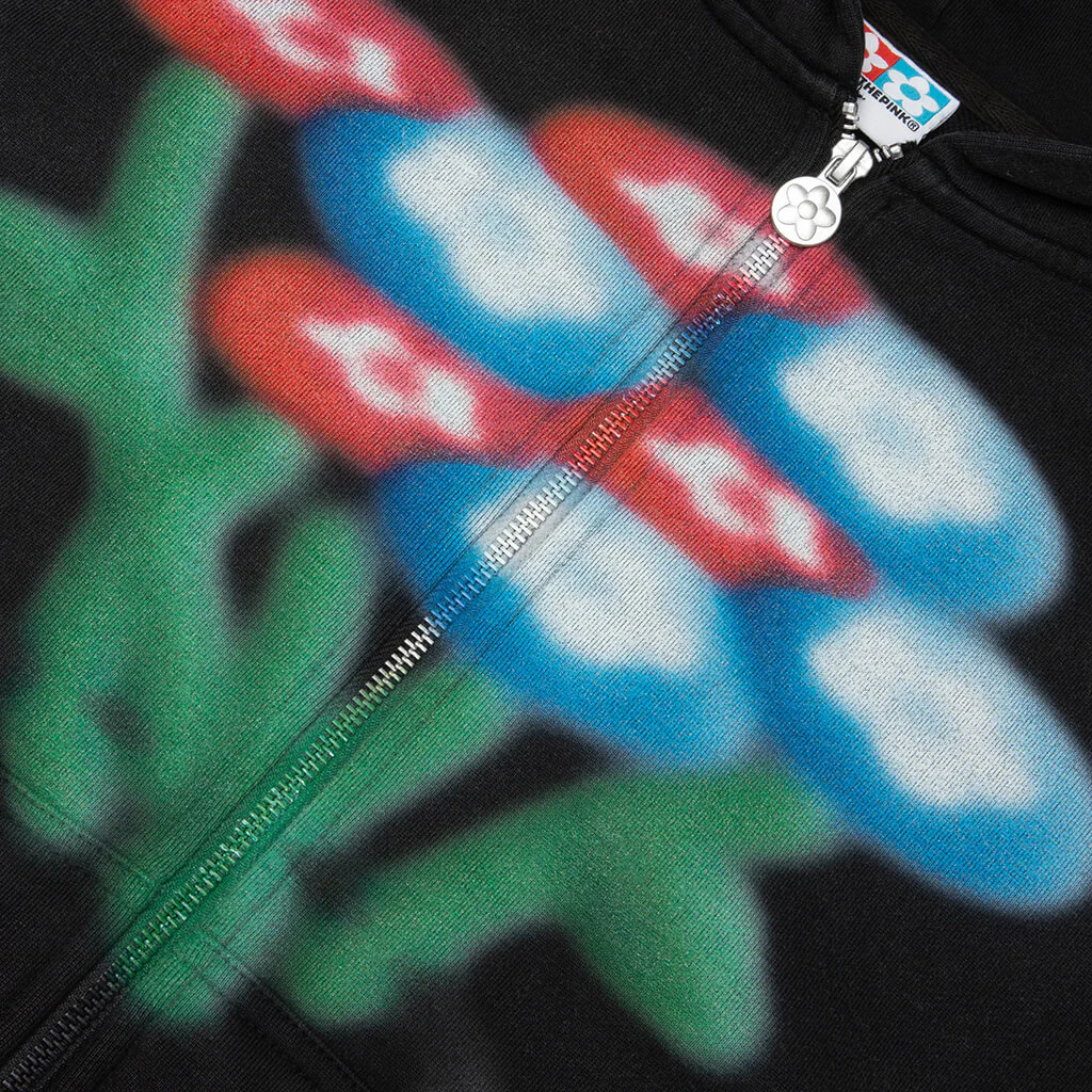 AirBrush Flower Zip-Up Hoodie - Black - Image 3