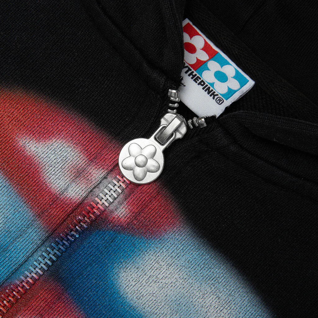 AirBrush Flower Zip-Up Hoodie - Black - Image 4
