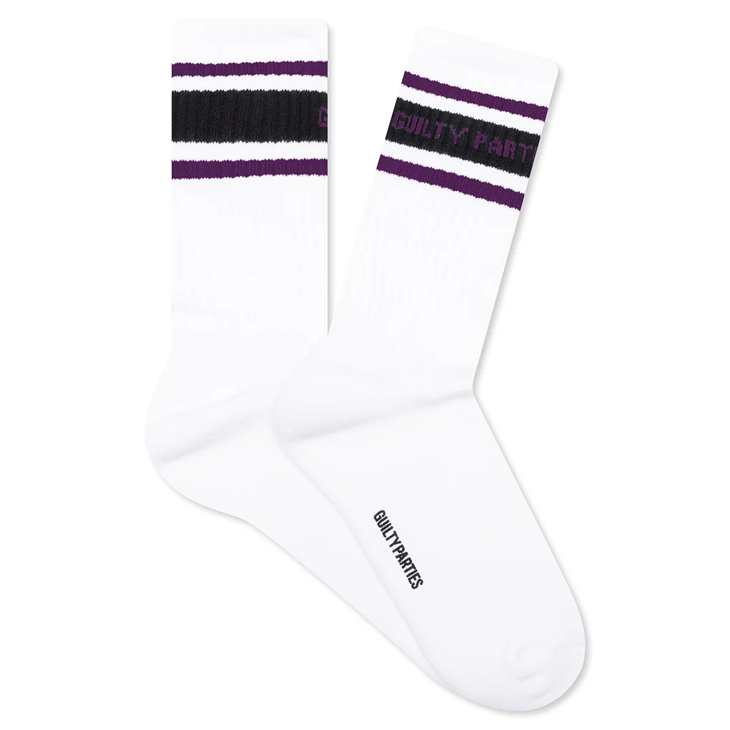 Skater Socks Type 2 - White/Purple