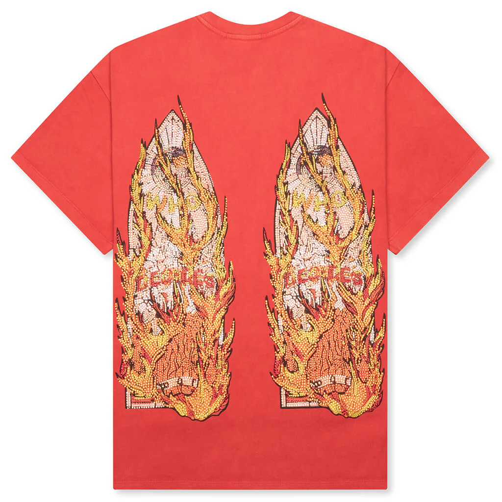Rhinestone Flame Glass Jersey Tee - Ruby - Image 2