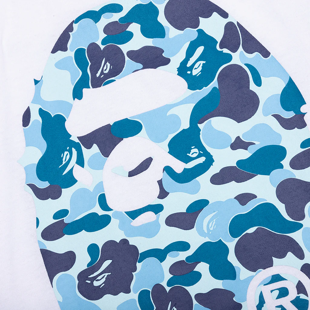 Kid's ABC Camo Big Ape Head Tee - White/Blue - Image 3