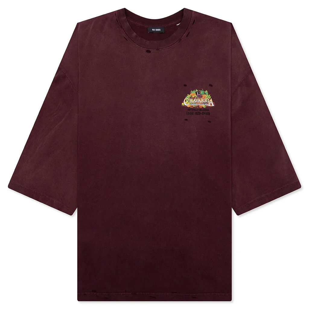 Willy Produce Destroyed Buffalo Tee - Beetroot