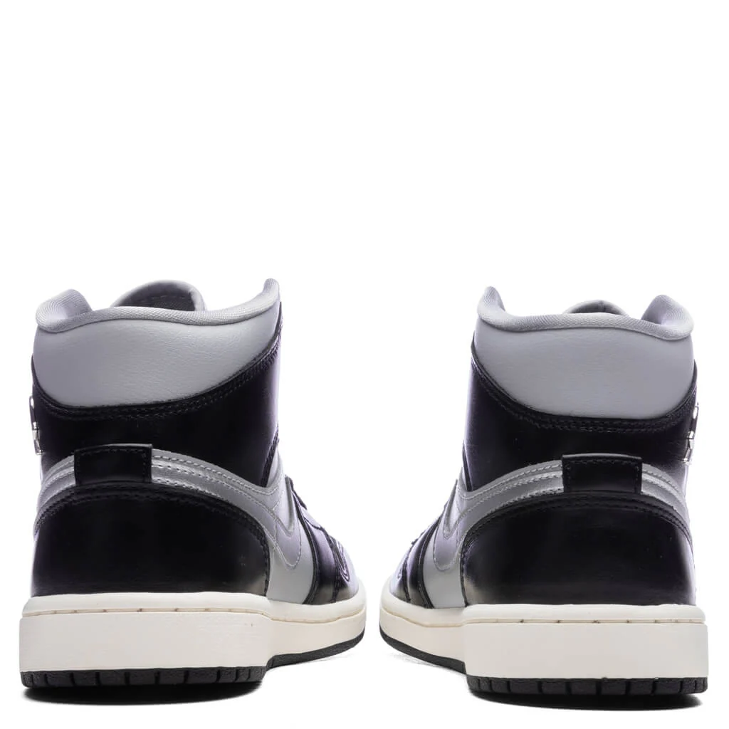 Women's Air Jordan 1 Mid SE - Black/Metallic Silver/Light Smoke Grey - Image 4