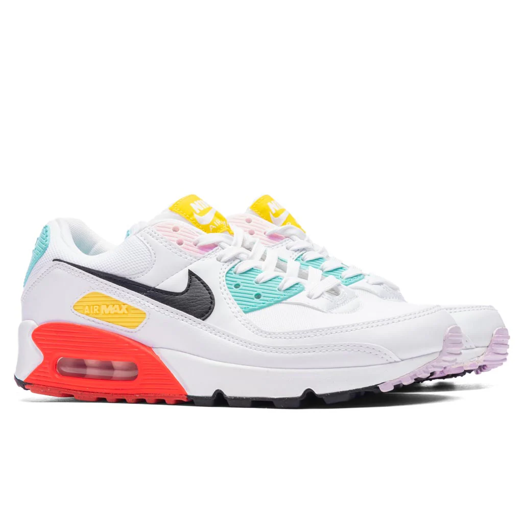 Women's Air Max 90 NN - White/Black/Pink Foam/Bright Crimson - Image 2