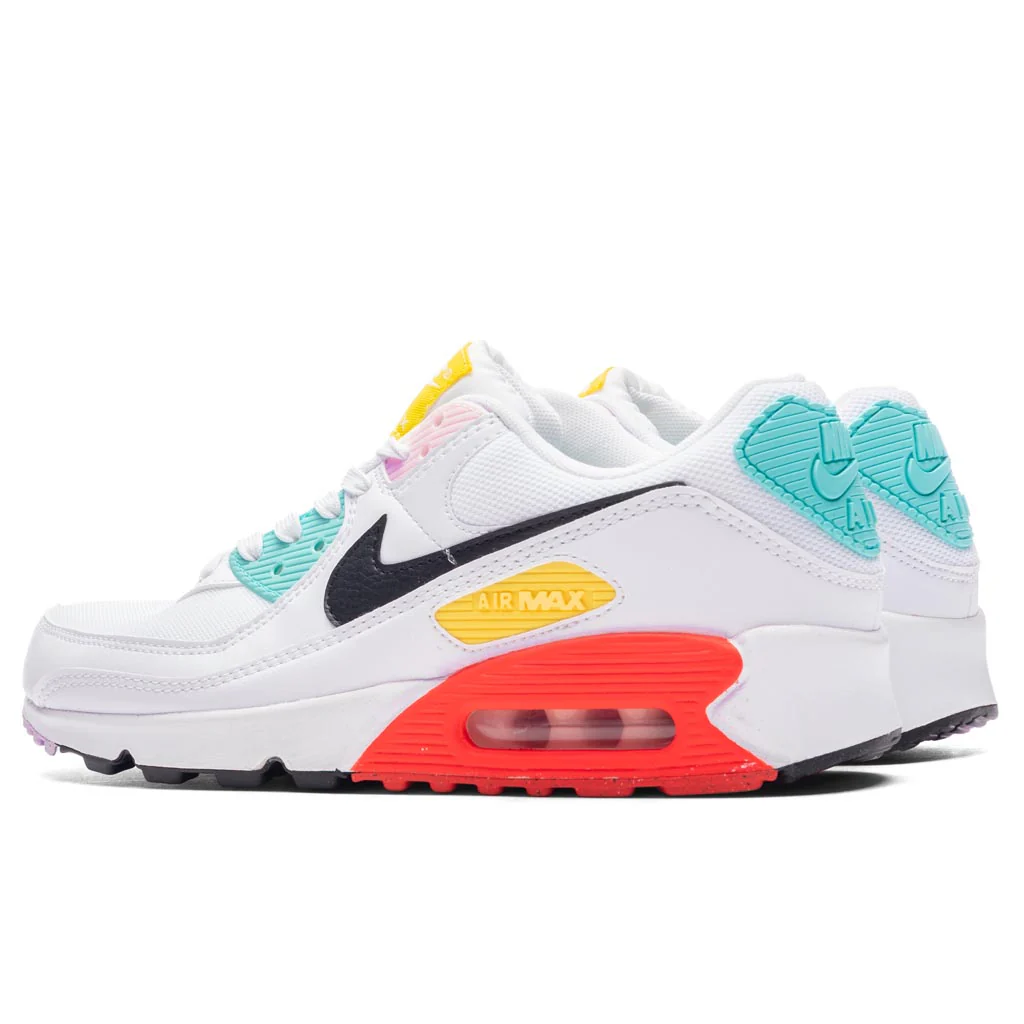 Women's Air Max 90 NN - White/Black/Pink Foam/Bright Crimson - Image 3