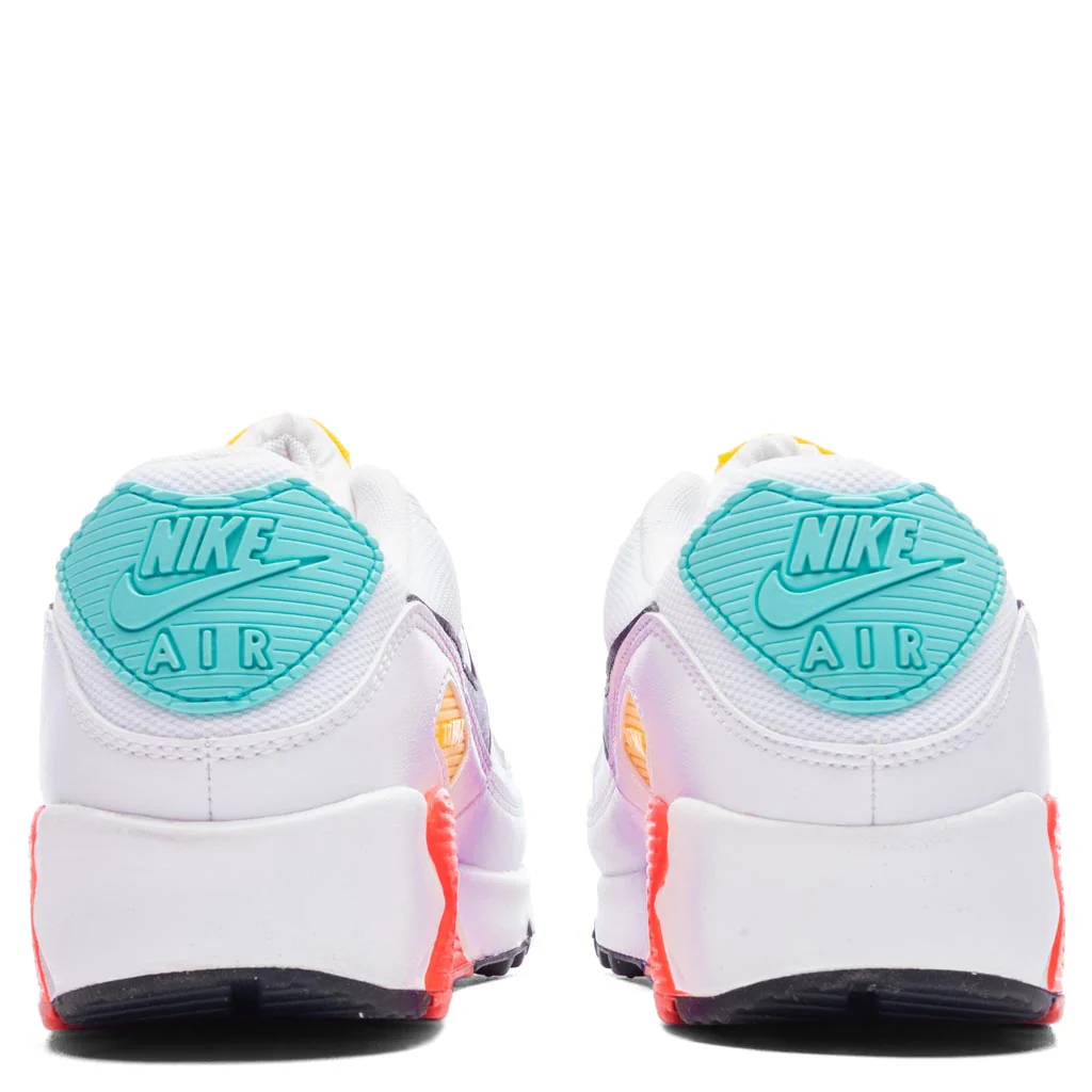Women's Air Max 90 NN - White/Black/Pink Foam/Bright Crimson - Image 4