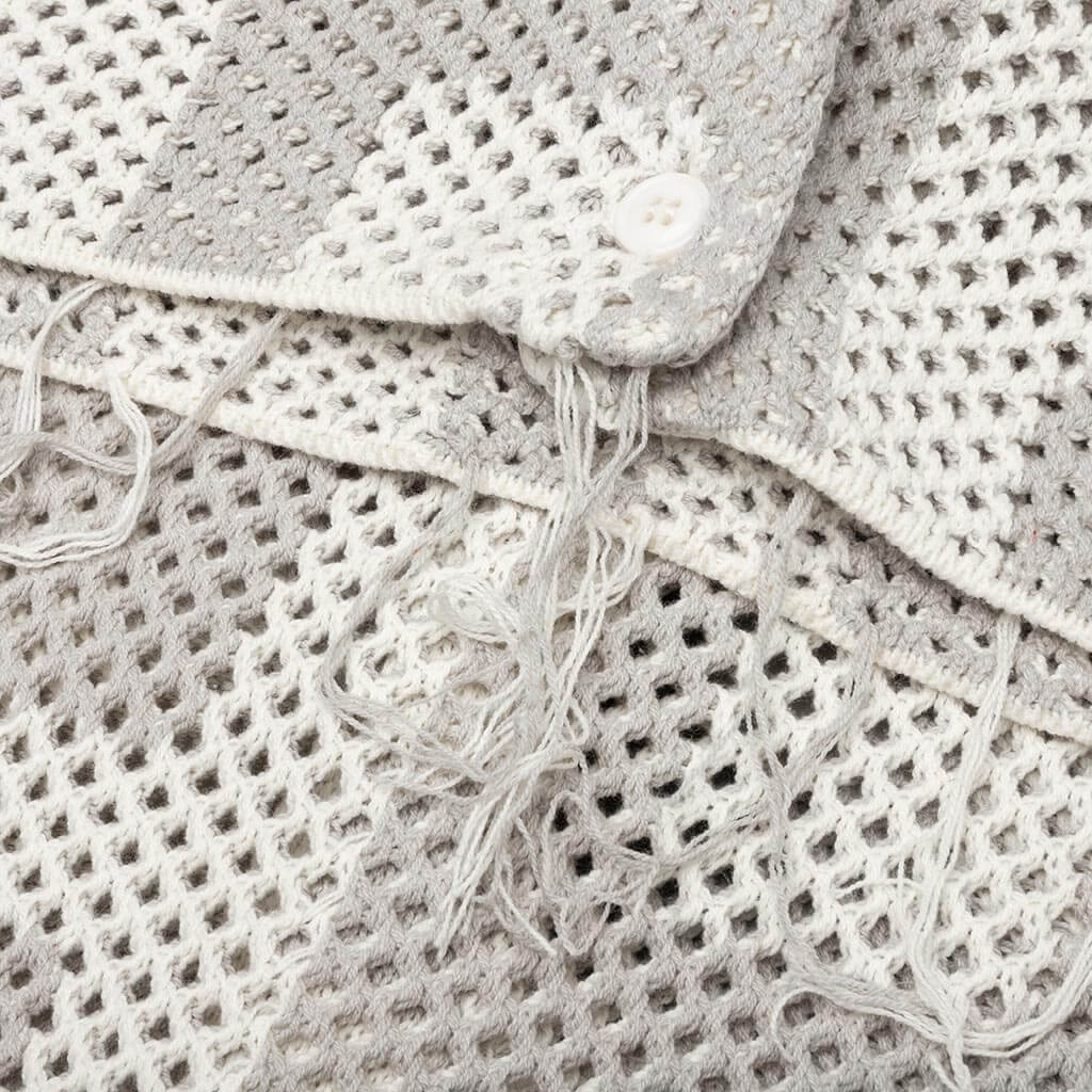 Crochet S/S Button Down - Stone - Image 5