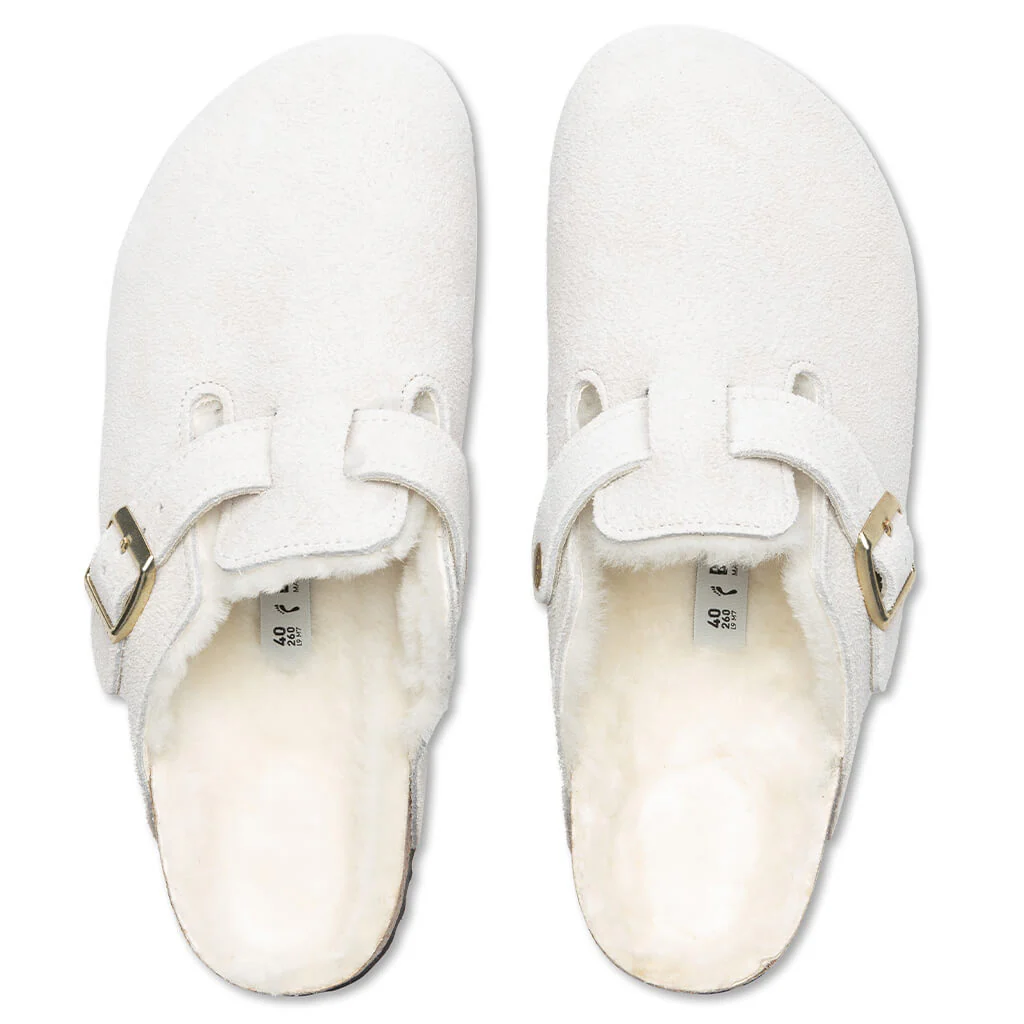 Women's Narrow Boston Shearling Suede - Antique White - Image 4