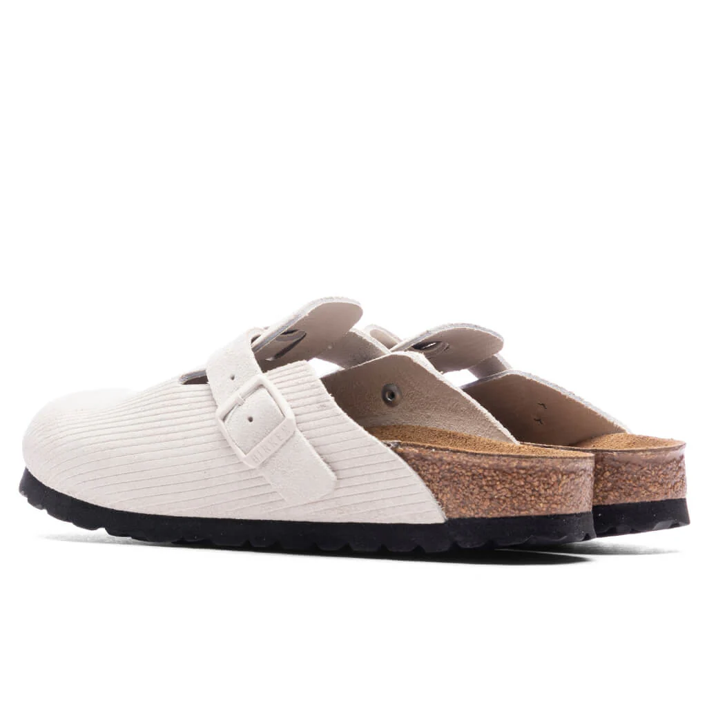 Women's Narrow Boston Suede Embossed - Corduroy Antique White - Image 3