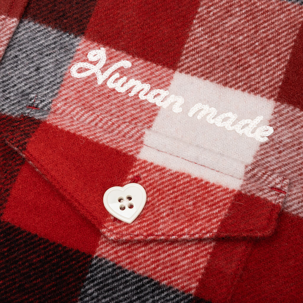 Wool Beaverblock Check Shirt - Red - Image 3