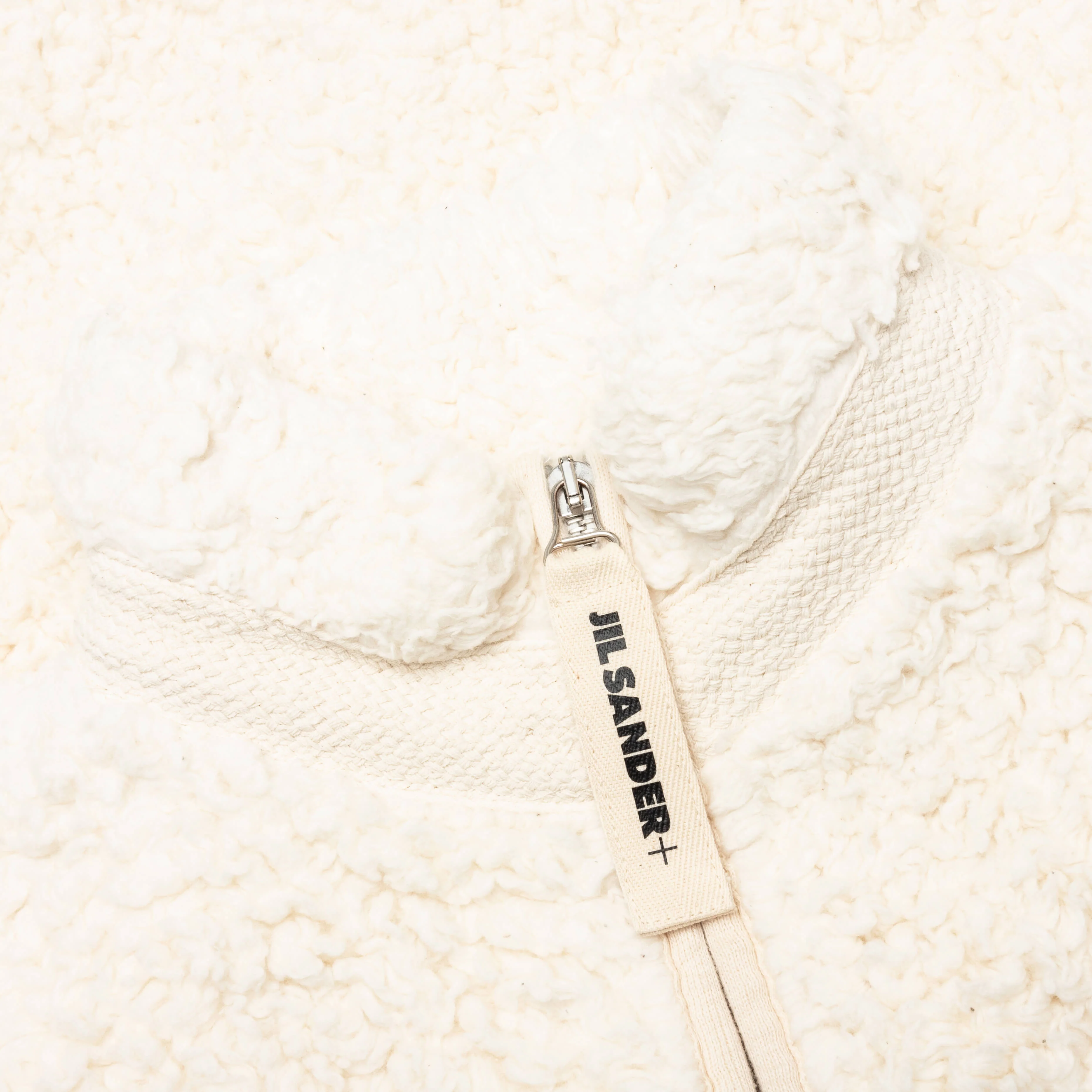 Natural Cotton Fleece Zip Jacket- Eggshell - Image 3